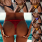 Maillot de Bain Brésilien Femme - String Bikini Sexy Couleur Unie | Nylon Élastique