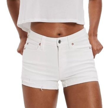 Short en Jean Femme Blanc - Taille Basse - Style Américain