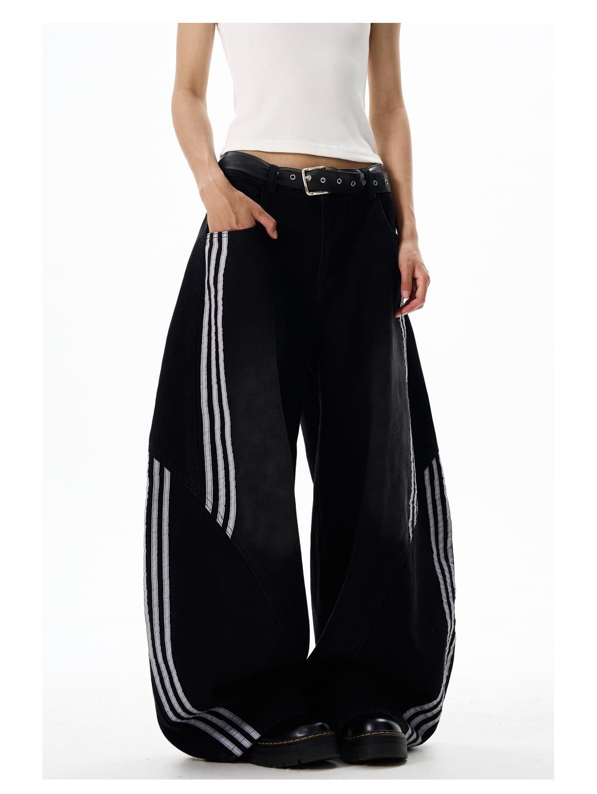 JEAN WIDE LEG FEMME | Coupe Droite à Grandes Poches