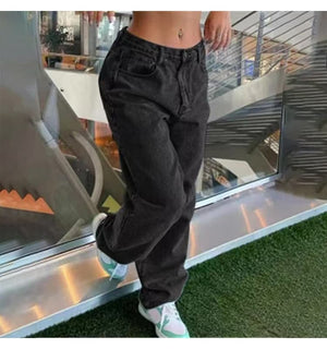 JEAN LOOSE FEMME RÉTRO | Coupe Droite Décontractée - Denim Coton Rigide - Style Vintage Authentique