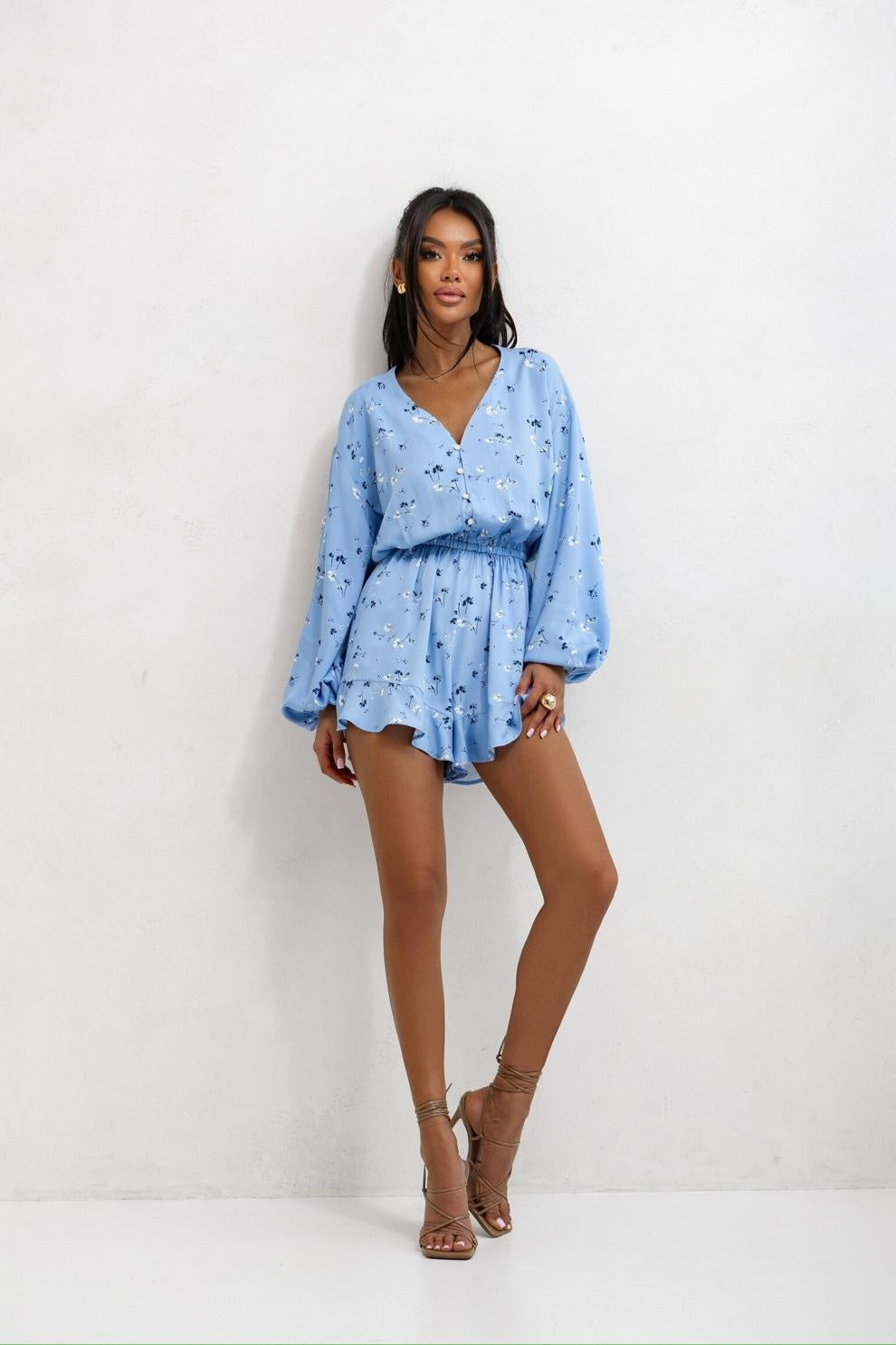 Combinaison Femme Imprimée - Manches Lanterne - Jambe Large