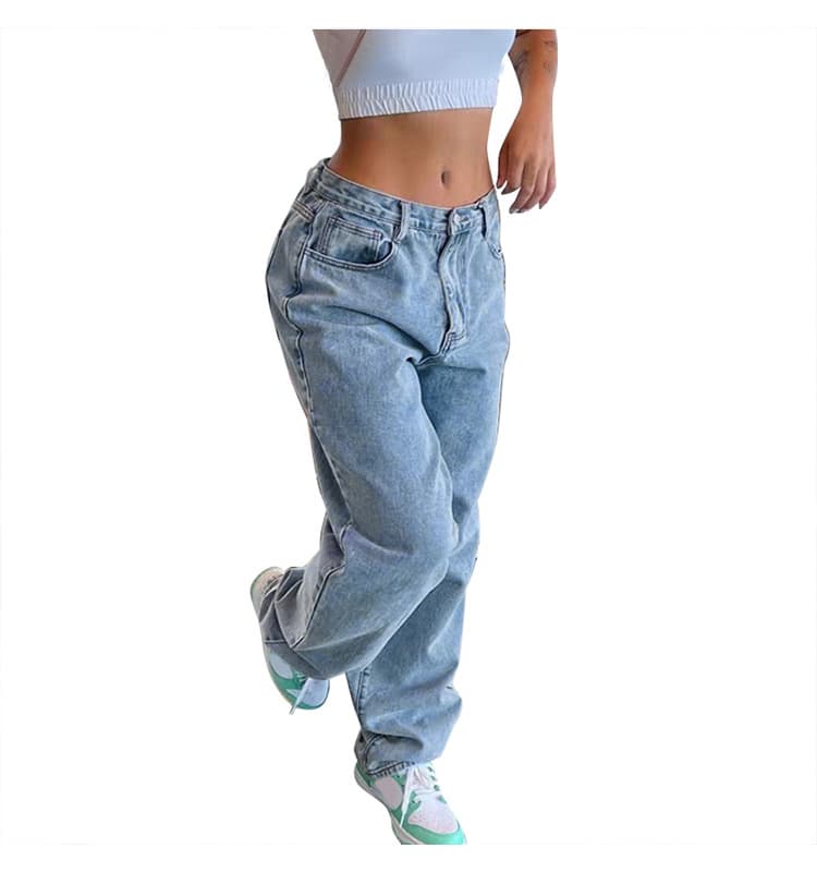 JEAN LOOSE FEMME RÉTRO | Coupe Droite Décontractée - Denim Coton Rigide - Style Vintage Authentique