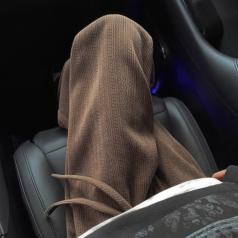 Pantalon Homme Casual Style Rétro - Jambe Large Drapé - Tissu Léger