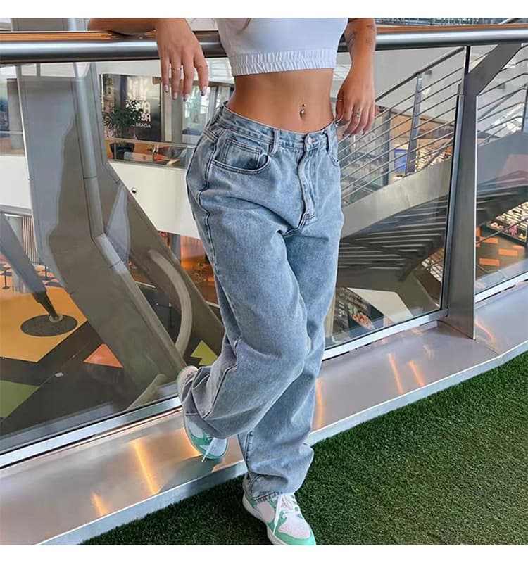 JEAN LOOSE FEMME RÉTRO | Coupe Droite Décontractée - Denim Coton Rigide - Style Vintage Authentique