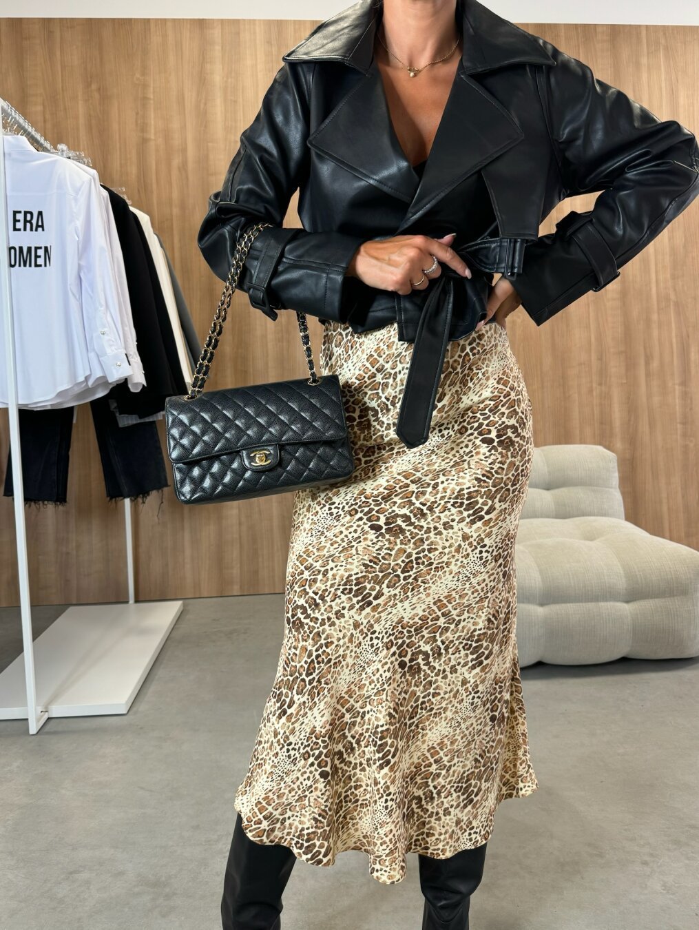 Jupe Femme Taille Haute Imprimé Léopard - Jupe Hanche Amincissante