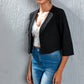Blazer Femme Court sans Col - Manches 3/4 - Veste-Cardigan Léger Élégant pour Bureau & Look Décontracté
