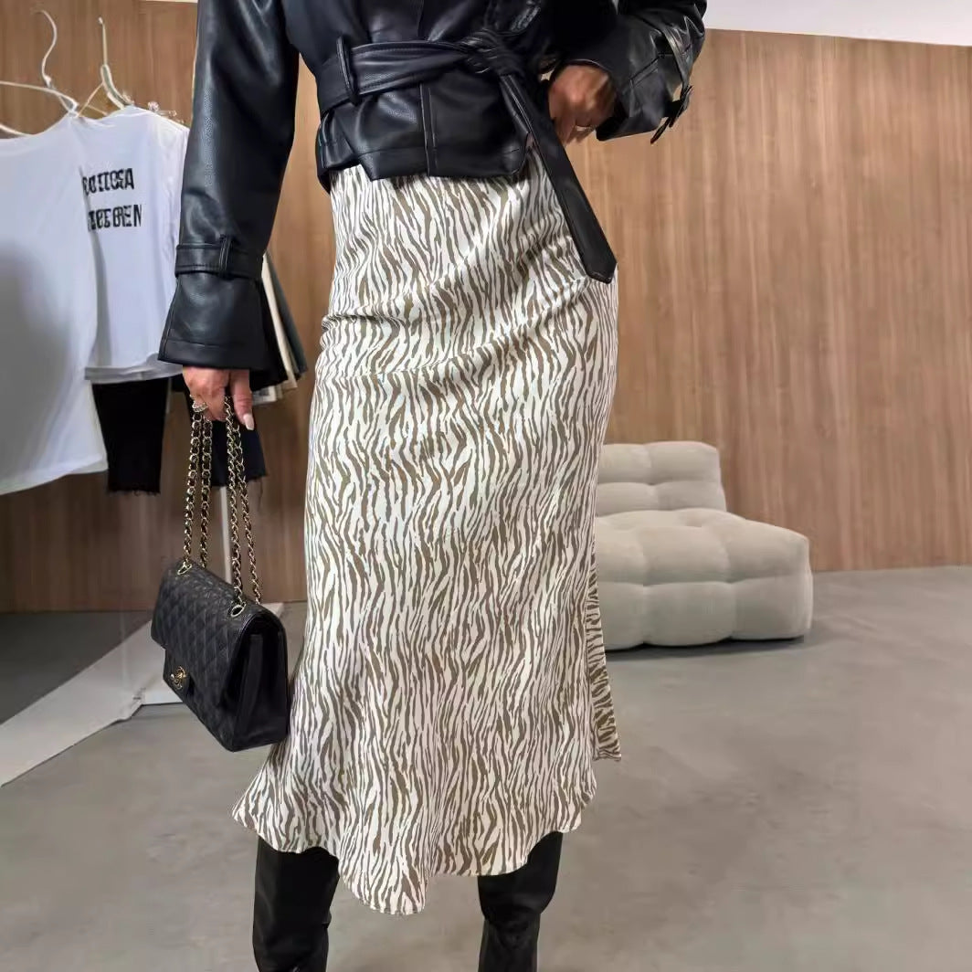 Jupe Femme Taille Haute Imprimé Léopard - Jupe Hanche Amincissante