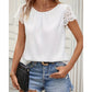 Lace Comfort And Casual Solid Color Round Neck Short Sleeves