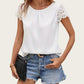 Lace Comfort And Casual Solid Color Round Neck Short Sleeves