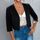 Blazer Femme Court sans Col - Manches 3/4 - Veste-Cardigan Léger Élégant pour Bureau & Look Décontracté