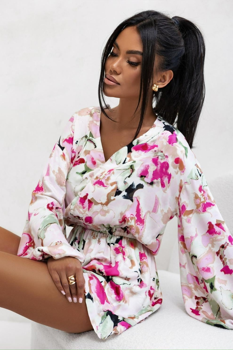 Combinaison Femme Imprimée - Manches Lanterne - Jambe Large